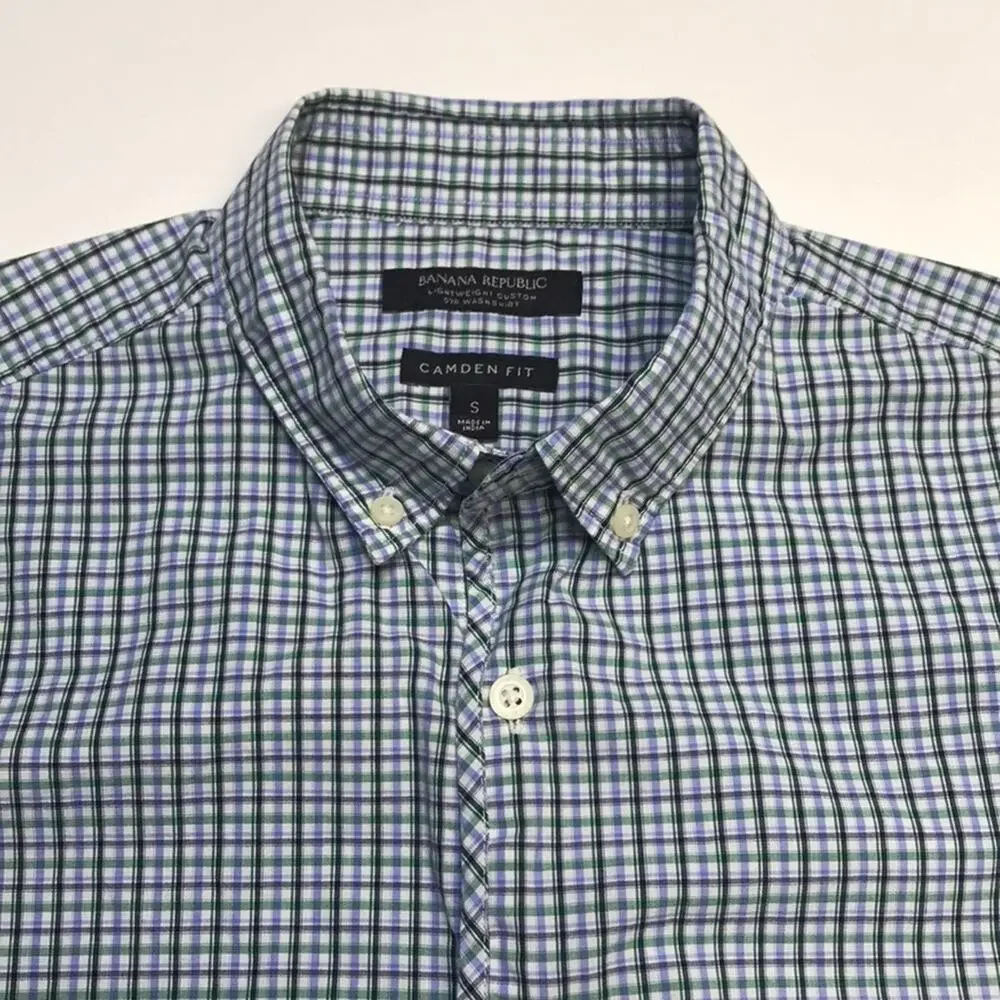BANANA REPUBLIC Mens Plaid Short Sleeve Shirt